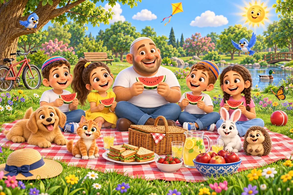 תמונה א: פיקניק בפארק, עם חיים